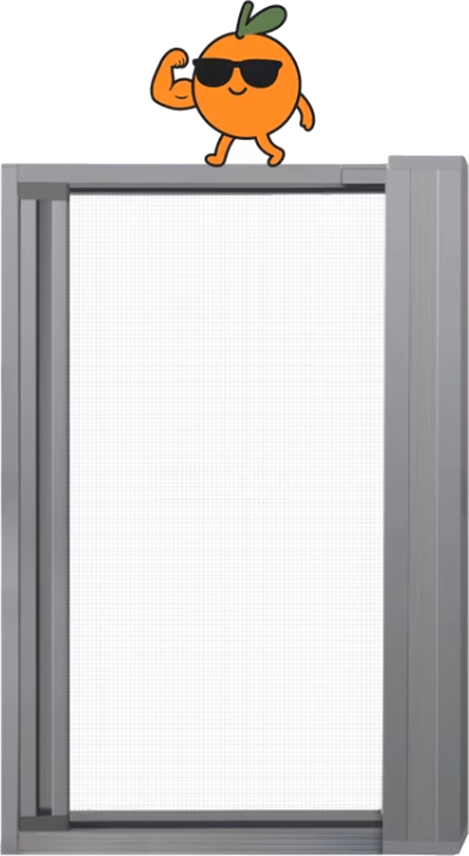 Premium insect mesh frame with confident Tangerine mascot