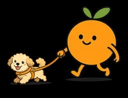 Pet Collection Tangerine mascot with a dog